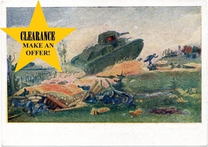 ORIGINAL Soviet post card 02,  tank advancing, 1943 WW2 RKKA - Picture 1 of 3