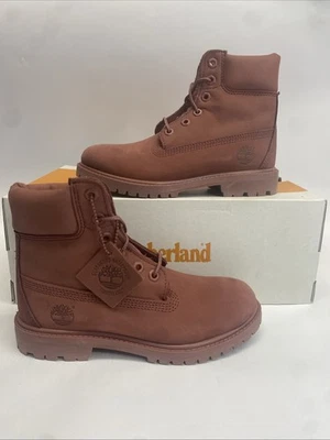 TIMBERLAND MUJER PREMIUM 6 EN ENCAJE IMPERMEABLE MEDIO ROJO NOBUCK EE. UU. 5,5 Foto 1 de 4
