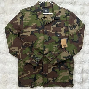 Vans Canvas Camo Chore Jacket Men's Large Military Utility Long Sleeve Button Up - Picture 1 of 8