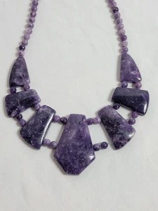 Collier Jay King argent sterling violet lépidolite bavoir déclaration 18" gros - Photo 1/9