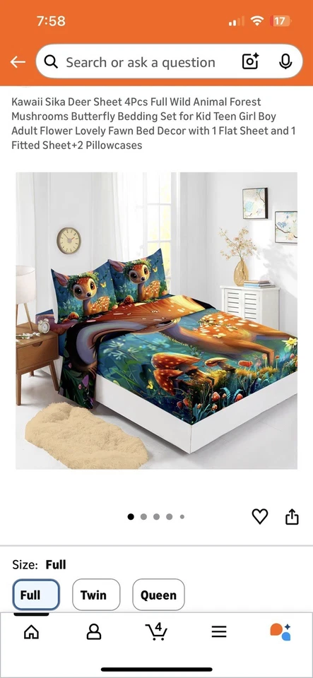 Juego de sábanas de ciervo tamaño completo Foto 1 de 1