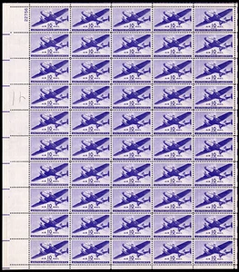 Scott #c27 Twin-Motored Transport Airmail Sheet of 50 Stamps - MNH P#22756 UL - Picture 1 of 3