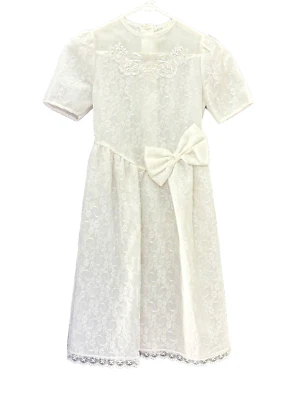 Vintage First Communion Dress Girls Size 10 Lace Bow USA White Party Flower Girl - Image 1 of 4