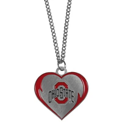 Ohio State Buckeyes 22" Chain Necklace with Metal Heart Logo Charm (NCAA) - Image 1 of 3
