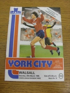 29/03/1986 York City v Walsall . Thanks for viewing this item offered to you by - Picture 1 of 1