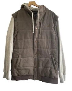 MATIX Asher Chambray Hoodie Jacket Men's SZ XL Brown/gray - Picture 1 of 4