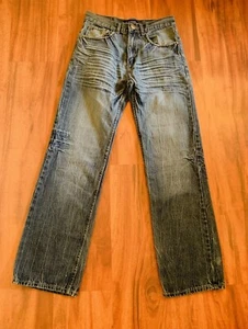 Pantalones de mezclilla CHAMS para hombre vintage con bolsillos traseros con solapa azul desgastado talla 30 - Imagen 1 de 10