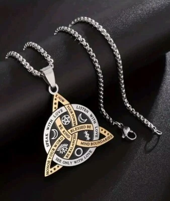 Cadena Plateada Y Oro Amuleto De La Suerte De Acero Inoxidable Estilo Celta  - Изображение 1 из 4