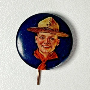Rare 1910 Celluloid Boy Scout badge pin 1910 Metal Ribbon Bastian Brothers BSA - Picture 1 of 5