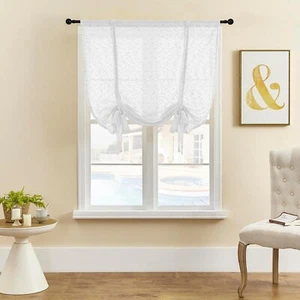 Curtain Tie Up Window Shade Light Blocking Curtains 32" W x 56" L - Picture 1 of 8