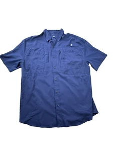 Reel Legends Blue Vented Shirt Button Short Sleeve Fishing size L - Picture 1 of 9