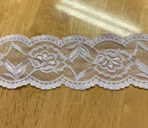 408- White Galloon Stretch textured lingerie Lace 3 inch--1yard - Picture 1 of 3