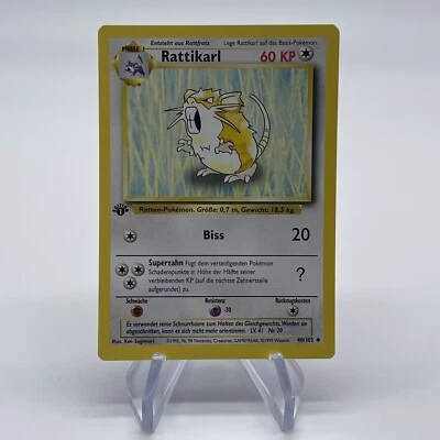 1st Edition Raticate (Rattikarl) 40/102 - NM - German WotC Base Set Pokemon Card - Image 1 of 4
