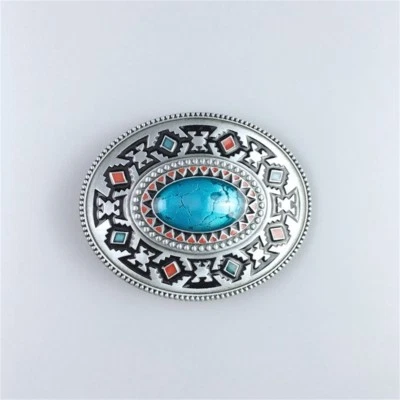 Vintage Style Enamel Southwest Pattern Celtic Oval belt buckle also Stock in US - Image 1 of 4
