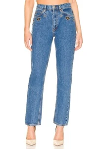 RE/DONE 70's Straight Jeweled Stoned Indigo Jeans Western Festival $615 Sz 27 - Picture 1 of 10