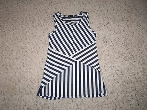 NEW GIRLS ' MAX+RILEY' NAVY BLUE & WHITE SLEEVELESS STRIPE DRESS SIZE XS - Picture 1 of 1
