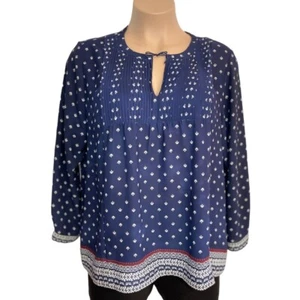 NYDJ LOS ANGELES Women's Split Neck 70's Style Smock Tunic Top XL Multicolor EUC - Picture 1 of 17