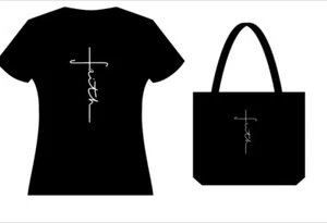 Ladies Faith T-Shirt complete with matching tote bag. - Picture 1 of 4