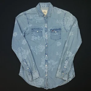 Hollister Womens Shirt Western Snap VERY GOOD Button-Up XS Basic Blue Regular - Picture 1 of 8