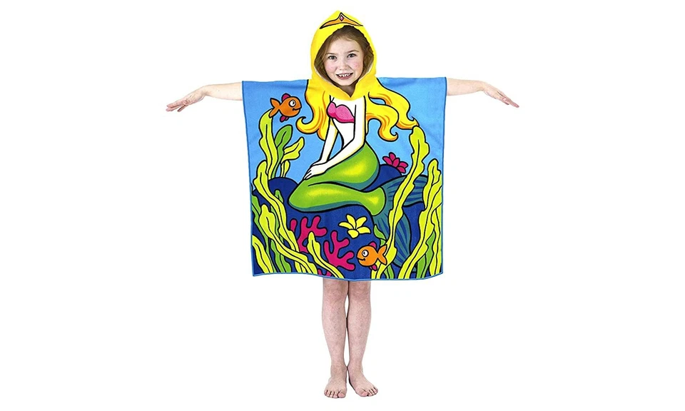 Poncho toalla con capucha 100 % poliéster pez sirena artículo oficial  Foto 1 de 1