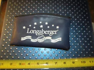 Longaberger Distributor Coin Change Purse Navy Blue Leather Zip Top Basket Logo - Picture 1 of 3
