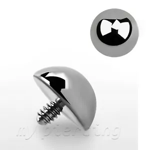 Parte superiore ancoraggio dermico filettato internamente acciaio chirurgico forma cupola 14G 4mm 5mm - Foto 1 di 3