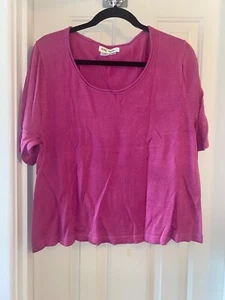 NEW! Ulla Popken Cotton HOT PINK SS Sweater 12W/14W XL - Picture 1 of 1