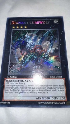 Yugioh Misprint German Diamond Dire Wolf w/ Spellbook of the Master CBLZ-DE051 - Image 1 of 3