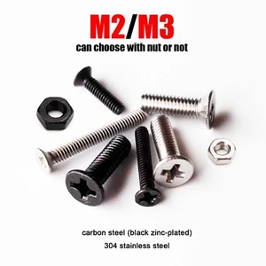 50 Stück M2 M3 Kreuzschlitz Senkkopfschraube Schraube Mutter A2 schwarz verzinkt - Bild 1 von 7