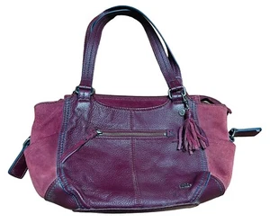 SAK BURGUNDY LEATHER & SUEDE BROWN TRIM TOTE WOMEN'S PURSE SHOULD HANDBAG HOBO - Picture 1 of 23