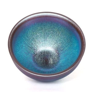 1052 Jianzhan Chinese Song Estilo Dinastía Tazón de té de azul esmalte Tenmoku - Imagen 1 de 4