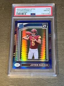 2024 Donruss Optic Jayden Daniels Blue Hyper #248 PSA 8 NM-MT - Picture 1 of 4