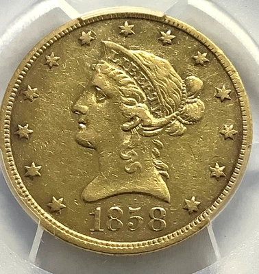 1858 Gold Eagle $10- PCGS XF40 -Very Rare Eagle! - Image 1 of 4