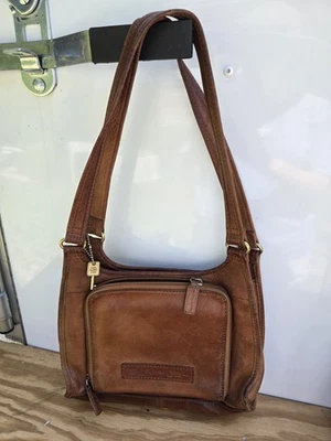  Vintage Fossil Brown Distressed Leather Crossbody Bag Messenger Bag Purse - Image 1 of 4