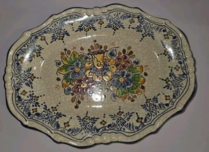 Vintage E. Gil Talavera Platte - handbemalte spanische Blumen Keramikplatte - Bild 1 von 8