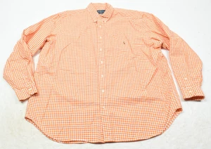 Camisa Ralph Lauren Oxford Para Hombres 2XB Naranja Cuadros Clásica Manga Larga Con Botones - Imagen 1 de 10