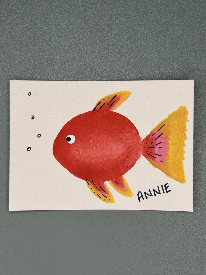纸上水粉原创艺术签名ACEO微型鱼画Amy Lethem — 第 1/1 张图片