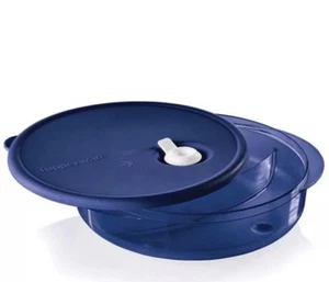 NEW Tupperware Vent N Serve Microwave Round Divided Dish Container Indigo Blue - Picture 1 of 2