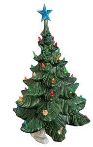 Atlantic Mold Christmas Tree Vintage Retro 70s 21” Large Ceramic Holiday 3 Piece - Picture 1 of 16