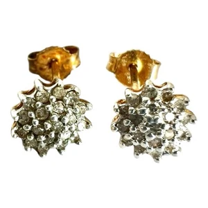 Diamond Stud Earrings 9ct Gold Hallmarked Butterfly Backs - Picture 1 of 13
