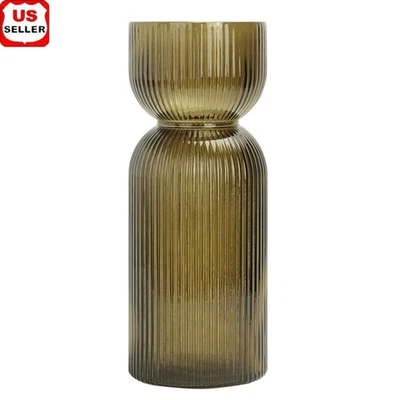 Jarrón de vidrio acanalado translúcido decoración de mesa arreglo floral pieza de acento nuevo Foto 1 de 4