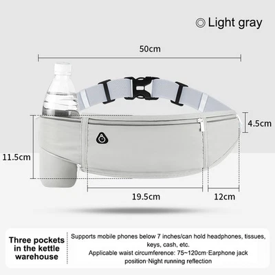 Paquete de Cintura Deportiva Mujeres Hombres Cinturón para Correr Bolsa de Cintura Impermeable Bolsa de Cintura Portátil Foto 1 de 4