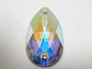 4pcs PEAR 23X13.8mm CRYSTAL AB SEW ON FLAT BACK STAR BRIGHT Rhinestones - Picture 1 of 1