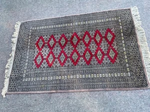 Toller handgeknüpfter Vintage 3 Fuß x 5 Fuß pakistanischer Bokhara Wolle Vorleger 3 Fuß 4 Zoll x 4 Fuß 11 Zoll - Bild 1 von 11