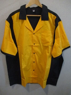 Camisa Hilton Amarilla Negra Retro Estilo Años 50 Bowling Abotonada 2X Foto 1 de 4