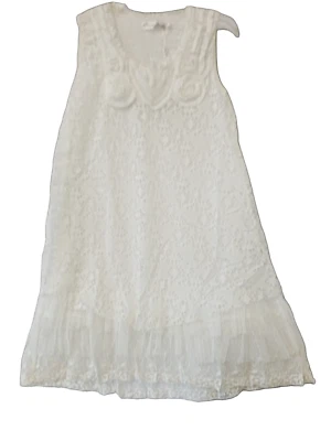 Pretty Angel Sleeveless Tunic Womens XL White Chiffon Victorian Lace BohemianNew Foto 1 de 4