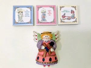 Giftco Vintage Precious Moments Friendships Ceramic Tile & Angel Fridge Magnet - Picture 1 of 9