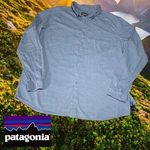 Patagonia Men's Long-Sleeved Vjosa River Pima Cotton Shirt Blue XXL - Picture 1 of 10