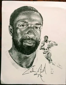 Vintage Denver Nuggets Calvin Natt Drawing Print Portrait 1980's 14" x 11" - Bild 1 von 1
