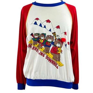 Camisa vintage años 80 Ringer Skiing Bears talla L - Imagen 1 de 11